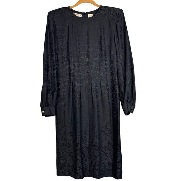 Liz Claiborne Dress Womens Size10 Black‎ Long Sleeves Silk Lined Back Slit Vtg - Picture 1 of 9